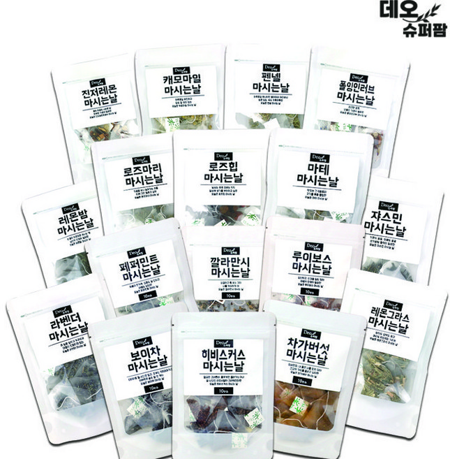 1.2g 데오슈퍼팜 티백차 삼각티백 10개입 건강차 꽃차 허브차 보이차 히비스커스 캐모마일 외 31종 골라 담기 페퍼민트 자스민 루이보스 작두콩 호박팥차 등, 31_돼지감자 마시는날(10입), 1개