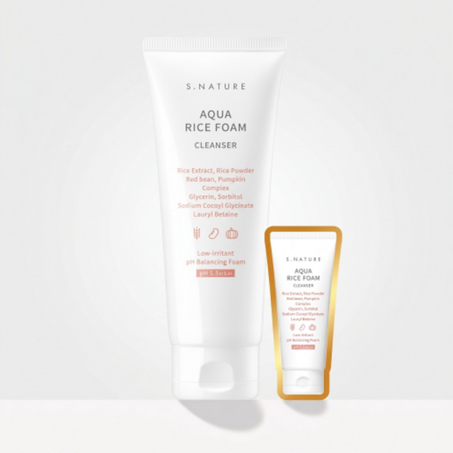 에스네이처 아쿠아 라이스 약산성 클렌징폼 160ml 기획 (+20ml), 1개