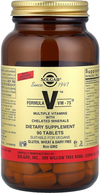 솔가 포뮬러 V VM-75 킬레이트 미네랄 함유 멀티플 비타민 90정, 90개 - 쿠팡