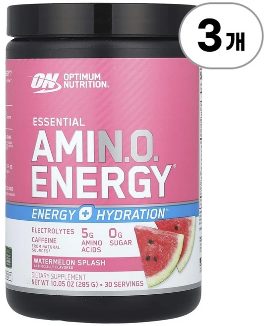 옵티멈 뉴트리션 에센셜 아미노 에너지 워터멜론 스플래쉬 Optimum Nutrition Essential Amin.O. Energy® Watermelon Splash 285g, 3개 - 쿠팡