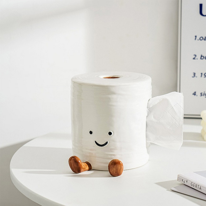 로즈소녀하우스 각티슈 휴지케이스 도자기 화장지 티슈 커버, 스마일 휴지케이스