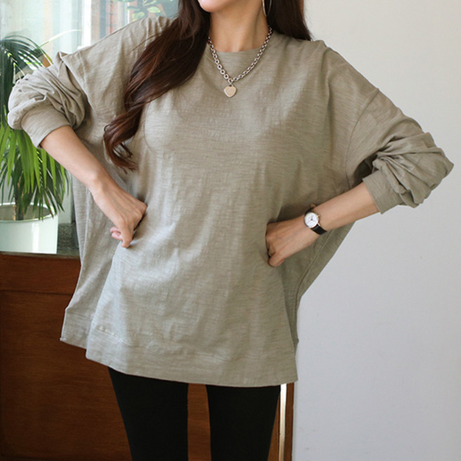 마이쏭 여성 빅사이즈 루즈핏 여름긴팔티 슬라브오버핏맨투맨