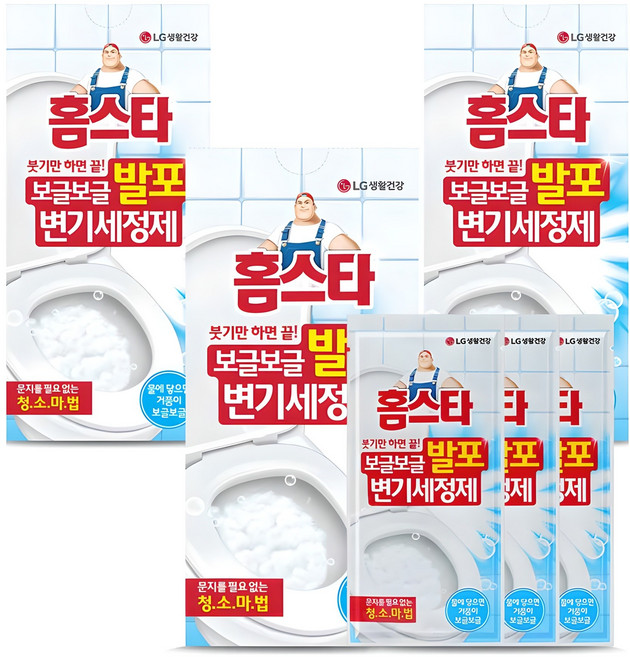 홈스타 보글보글 발포 변기 세정제, 180g, 3개