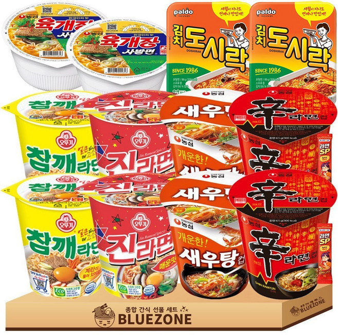 소컵 라면 세트 신라면2개 육개장사발면2개 농심새우탕컵2개 도시락2개 진라면매운맛2개 참깨라면2개 라면스틱2개, 1박스
