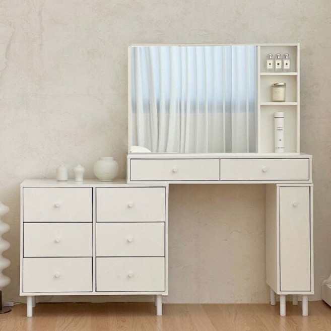 [파로마] 홈즈 블랑 3단 6칸 화이트 화장대 수납거울 HPN346, 상세 설명 참조