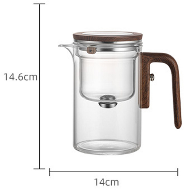 고급 유리 찻주전자 인퓨저 티팟 물 분리 내부 자석 원 클릭 마그네틱 스위치 차 여과 520-800ml, 01 magnetic A 600ML, 1개, 01 magnetic A 600ML