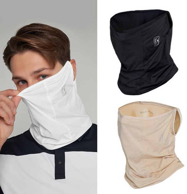 [PGA TOUR] [PGA 투어] 2025년 쿨드레프트 UV 쿨링 마스크 / 스포츠 야외 골프 자외선 마스크, 블랙, 상세 설명 참조, 색상:블랙