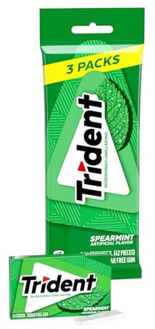 Trident 껌 트라이던트 트로피컬 트위스트 무설탕 3팩14개씩 총 42개, 1개 - 쿠팡
