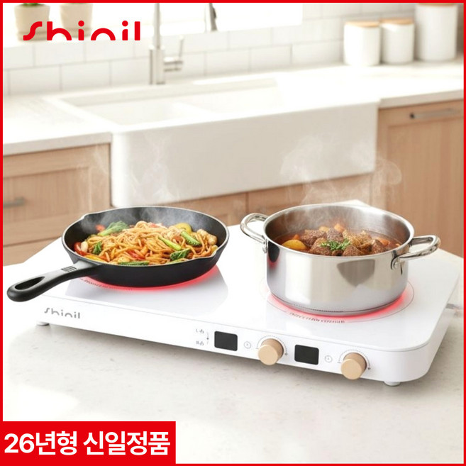 26년형 신일 2구 인덕션 전기 레인지 가정용 휴대용 업소용 캠핑 화이트, 일반형, DB339WH