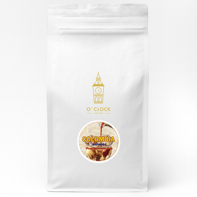 오클락커피 콜롬비아 수프리모 고소한 당일로스팅 원두커피, 1개, 500g, 홀빈(분쇄안함)