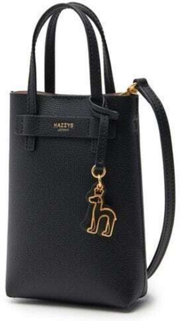 [백화점판매] Hazzys 헤지스 여성 지갑 헤지스 [HAZZYS ACC] 블랙 가죽 로고 폰케이스 수납 초미니 크로스백 HIWA5E410BK
