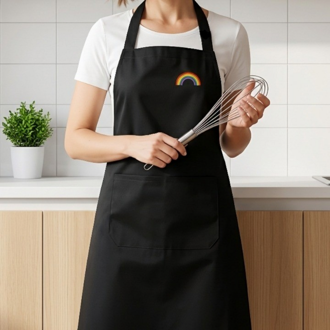 일상쓰임 방수 남녀 공용 주방 업소용 작업용 앞치마, 1개, 블랙(Black)
