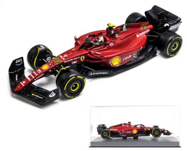 자동차다이캐스트 자동차모형 Bburago 143 F1 페라리 F1-75 75 주년 16 Leclerc 55 Sainz Monza 이탈리아 GP 합금 차량 모델 선물, 1개, 7) F1-75-2022-55prem