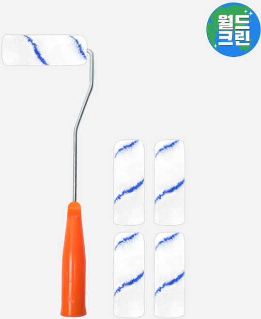 월드크린 이지 페인트 롤러대 4호 75mm+이지 리필 4호 100mm 1p 로라 도배 미장 도장 셀프 페인팅, 이지페인트롤러대4호+이지리필4호1p, 혼합색상