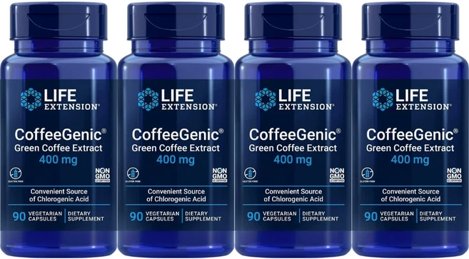 라이프익스텐션 CoffeeGenic 녹색 커피 추출물 400mg 식물성 캡슐 90정 x 4, 4개 - 쿠팡