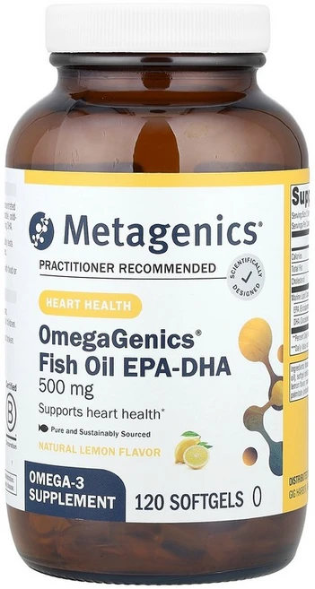 Metagenics OmegaGenics® Fish Oil EPA-DHA Natural Lemon 500 mg 120 Softgels, 120 개, 1개 - 쿠팡