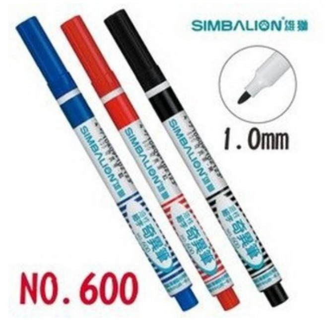 雄獅SIMBALION No.600 酒精性奇異筆 油性奇異筆 耐水性 1.0mm, 1個, 黑