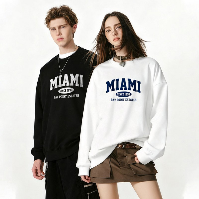 FONOW 남녀공용 가을 겨울 오버핏 USA TST 마이애미소프트 특양면 맨투맨