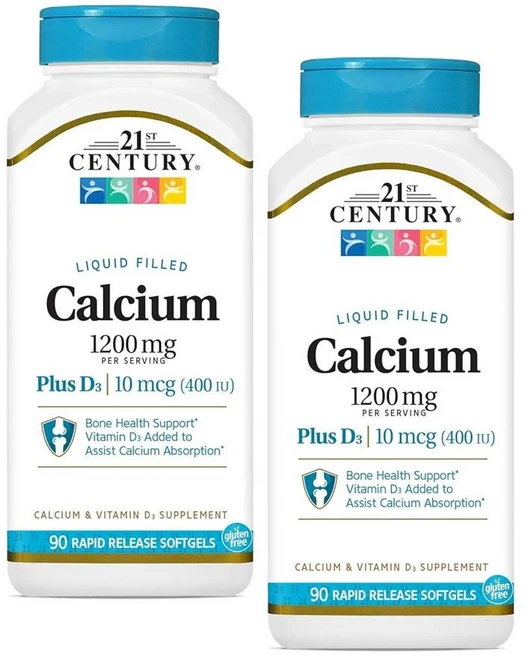 21센추리 칼슘 플러스 D3 액상 필드 소프트젤 21st Century Calcium Plus D3 Liquid Filled Softgel, 2개, 90정 - 쿠팡