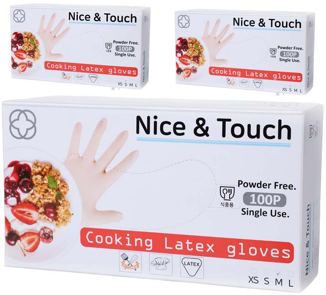 나이스앤터치 요리용 라텍스장갑, M, 3개