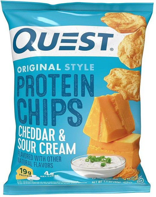 Quest Nutrition 퀘스트 뉴트리션 체다 사워 크림 단백질 칩 31.2g 1.1온스 12팩