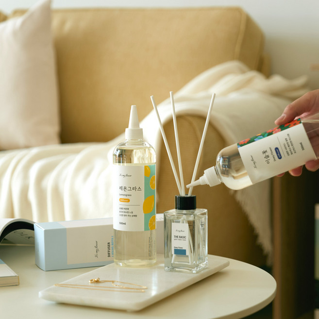 잇츠마이플라워 실내 대용량 디퓨저 리필 방향제 500ml, 자몽