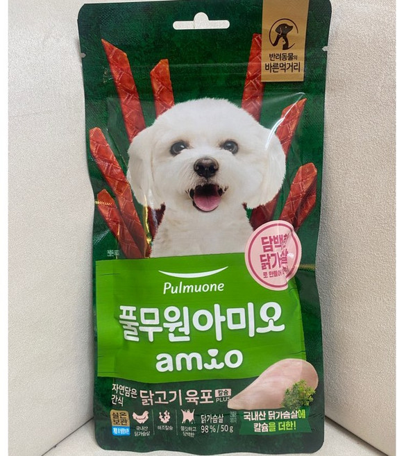 풀무원아미오 자연담은 간식 닭고기 육포 칼슘 PLUS, 닭가슴살, 50g, 10개