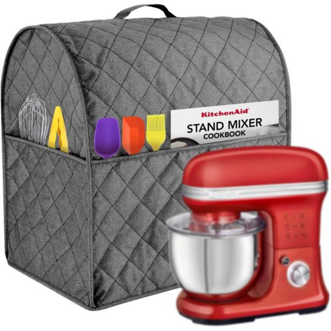 Kitchenaid 믹서와 호환되는 스탠드 믹서 커버는 액세서리용 정리 가방 3개로 모든 틸트 헤드 및 볼 리프트 모델에 맞습니다. 빨간색 5-8쿼터용, Gray_For Bowl Lift 5-8 Quart