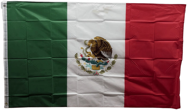 멕시코 폴리에스터깃발 Mexico flag 90x150cm 구리고리 이중스티치 축구 응원 국제 행사 깃발, 1개, MIXED COLOUR