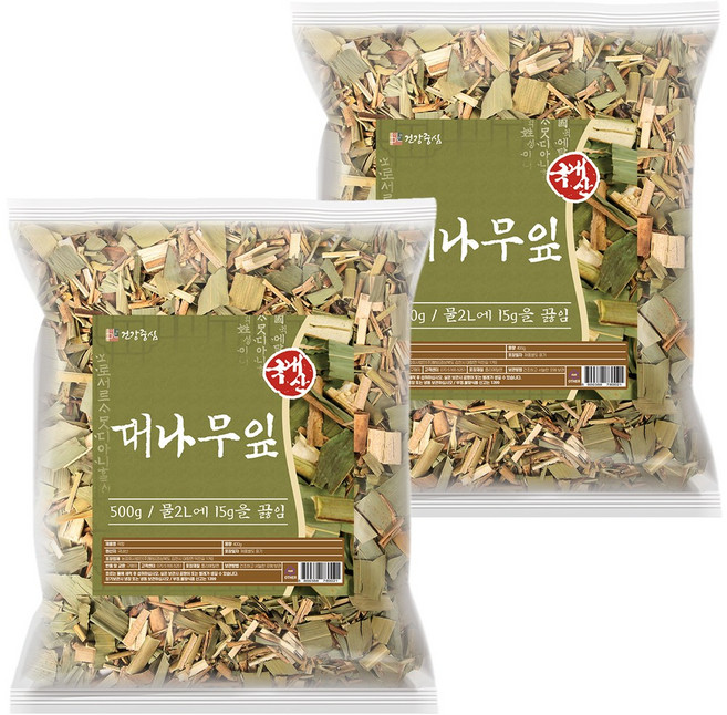 건강중심 국산 대나무잎 말린 죽엽 차, 500g, 2개
