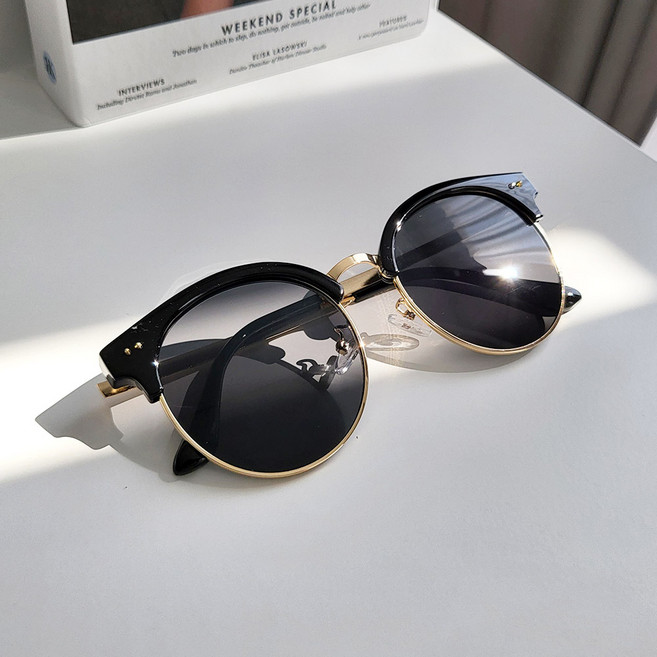 오브원 라운드 반뿔테 오버사이즈 미러 선글라스 SU 2803 + 케이스 구성 + 선글닦이