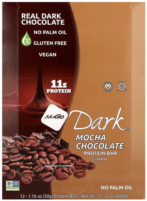 NuGo Nutrition Dark® Protein Bars Mocha Chocolate 12 Bars 1.76 oz 50 g Each - 쿠팡