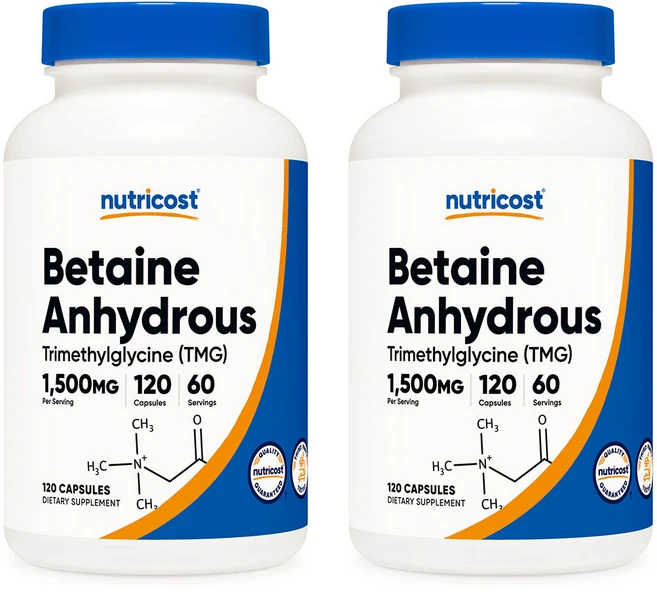 뉴트리코스트 무수 베타인 안하이드로스 TMG 1500mg 120캡슐 2병, 단품, 2개, 120정 - 쿠팡