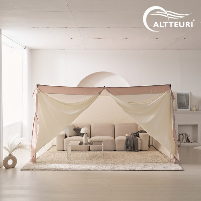 알뜨리 캐노피 사각 실내 난방텐트+스텐봉 방한 방풍 침대 보온텐트