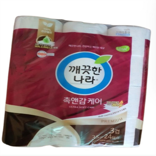 촉앤감케어 롤화장지 35m, 24개입, 6개