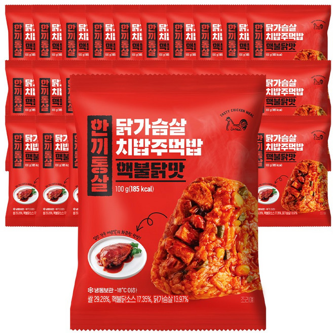 한끼통살 치밥주먹밥 핵불닭맛, 30개, 100g