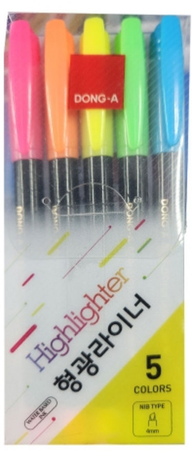 동아 형광라이너 형광펜, 1세트, 5색