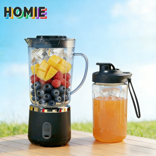 HOMIE 초고속 무선 믹서기 휴대용 USB 충전믹서기 아웃도어 여행필수, 블루, SJK