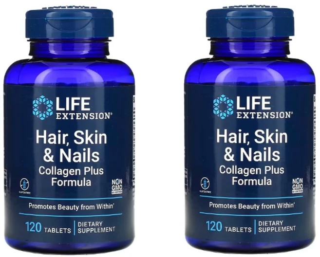 Life extension Hair Skin Nails Collagen Plus 라이프 익스텐션 헤어 스킨 네일 콜라겐 플러스 포뮬러 120정 2팩, 2개 - 쿠팡