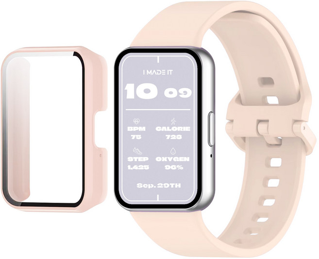 아이메이드잇 갤럭시 핏3 스트랩 밴드 + 케이스 세트, 샌드핑크