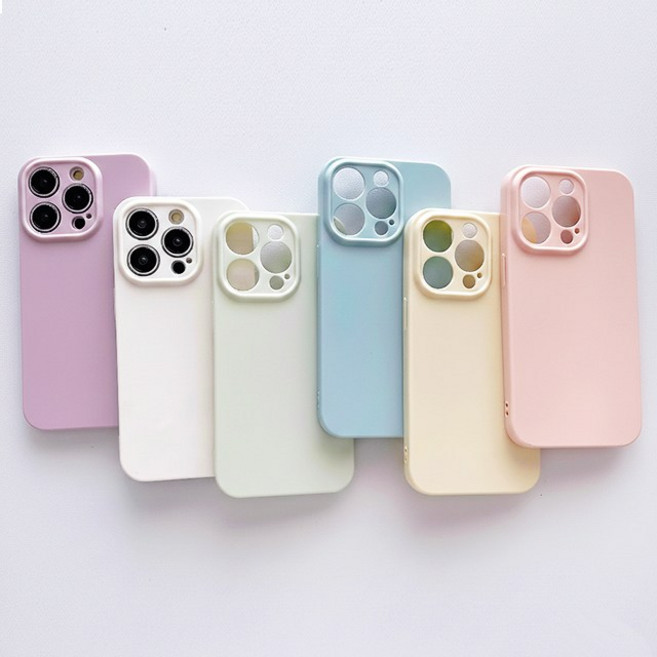 쁘띠마켓 파스텔 유광 글레이즈 에나멜 아이폰 실리콘 무지 젤리 풀커버 케이스