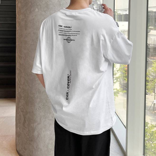 어반플리커 남자 오버핏 빅사이즈 프린팅 반팔티셔츠