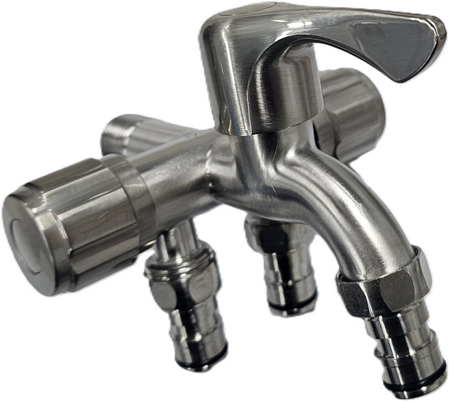 SM) 세갈래 3구형 수도꼭지 스테인리스304 물호스 체결용, 1개