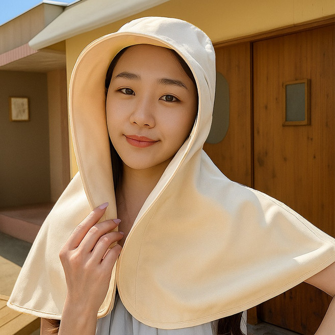 모자 햇빛가리개 선숄 롱타입, 블랙