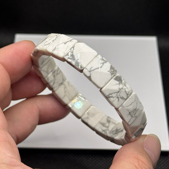白松石 手排切面手珠 11mm 14mm, 1個, 11m 手圍17（隨機出貨）,點我選品項