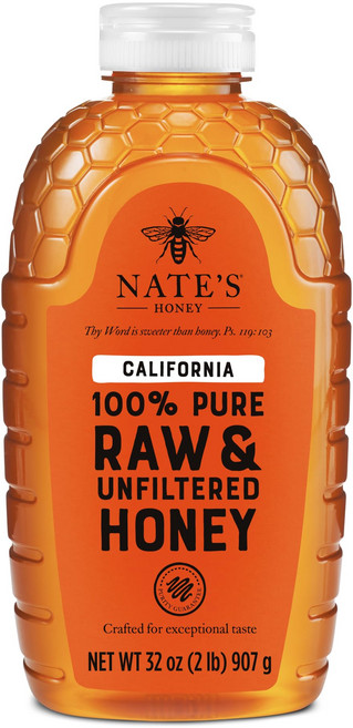 네이트 캘리포니아 100% 순수 생 & 비정제 꿀 - 16 Nate's California 100% Pure Raw & Unfiltered Honey - 32 oz. Squee, 2.5kg, 1개