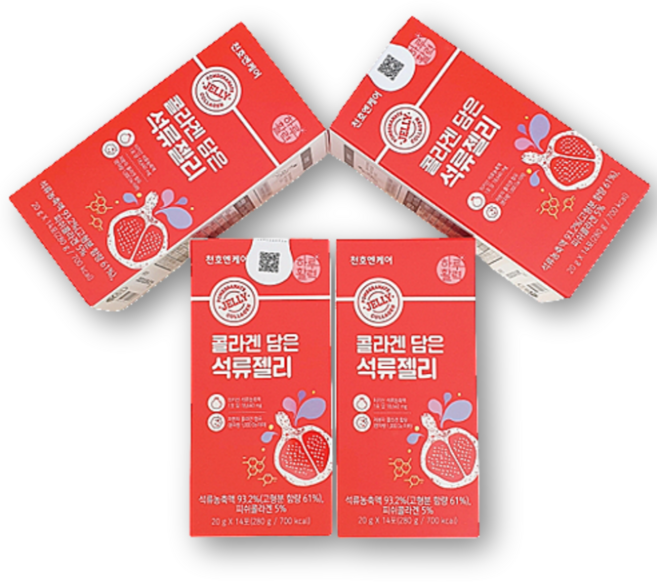 4박스 천호엔케어 콜라겐 담은 석류젤리 56포 저분자콜라겐 Collagen 석류농축액 이너뷰티 스틱형 젤리, 14개입, 4개