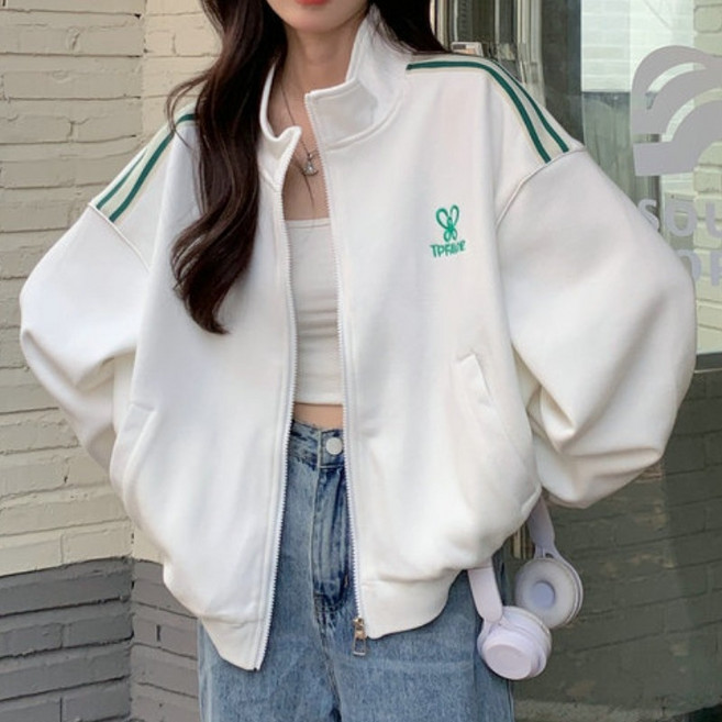 COSYEVNO 야구복 여 봄 가을 어디에나 잘 어울리는 루즈핏 스포츠 캐주얼 차이나 쇼트 재킷