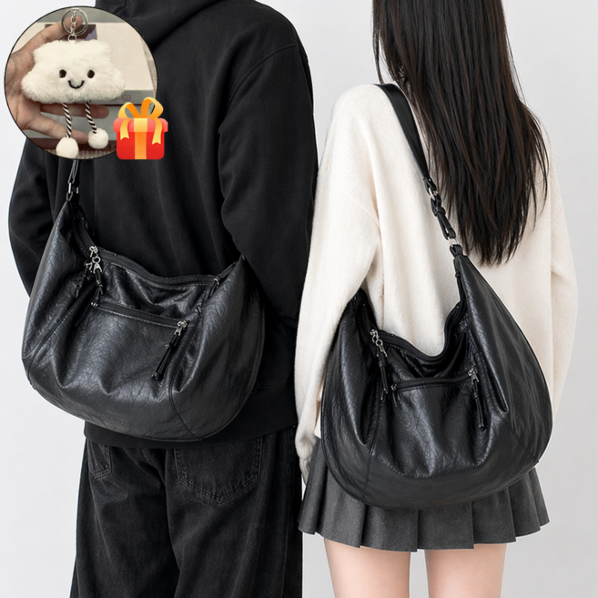 Leesheer 여성 가죽 크로스백 보부상 가방 데일리 빈티지 캐주얼 출퇴근 숄더백