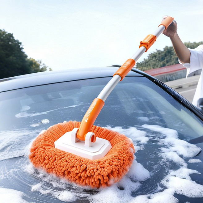 Allilio 다용도 3단 길이조절 세차밀대 초경량 곡선형 세차용밀대 소프트 브러쉬 먼지제거 세차용품, 1개